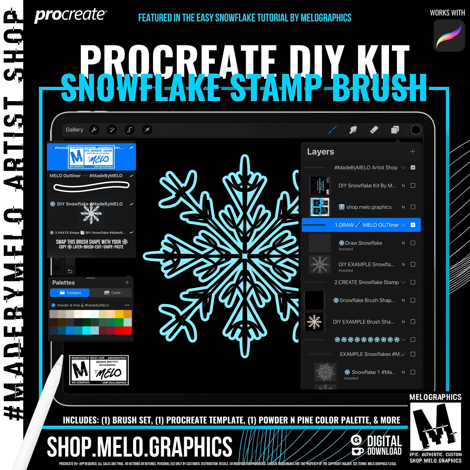 DIY Procreate Snowflake Kit