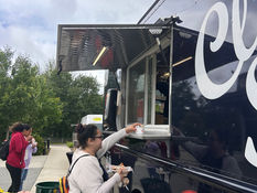A person at blount clam shack food truck in rhode island