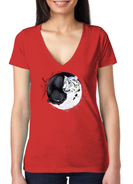 Thumbnail: Ladies' Deep V Neck - Leopard Yin Yang