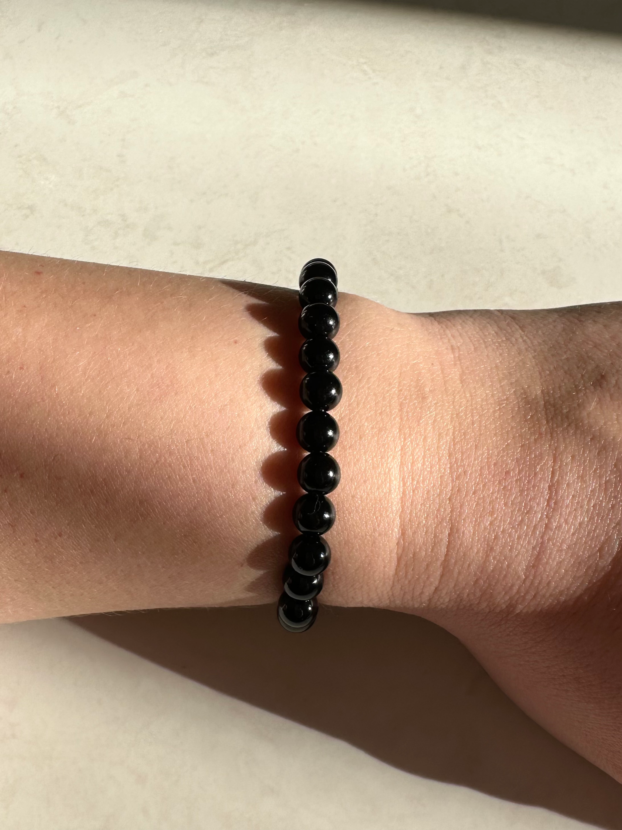 Black Agate Bead Bracelet