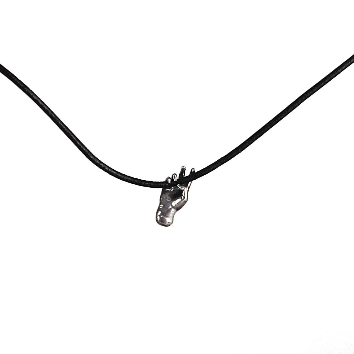 Realistic Hand Pendant on Leather Cord