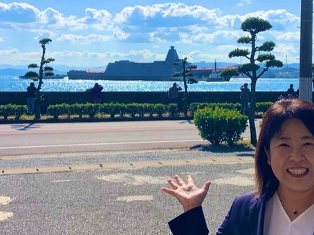 今朝の藤井海岸にて海上自衛隊護衛艦のゆうべつ 進水式に遭遇!!