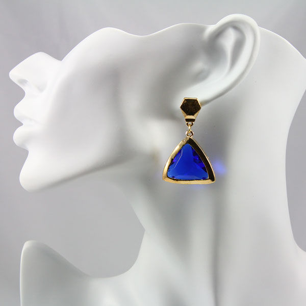 Thumbnail: CALEY Blue Triangle Drop Earrings
