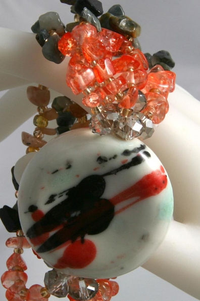 Thumbnail: "Joan"Colored Stone Bead Stretch Bracelet