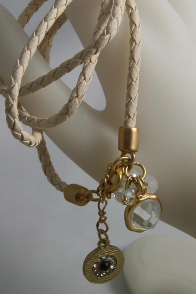 Thumbnail: "Jessie"Crystal Center Leather Wrap Bracelet
