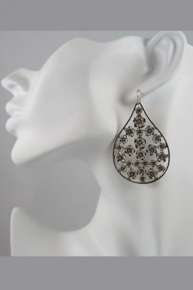 Thumbnail: "Josephine" Antique Silver Tone Floral Earrings