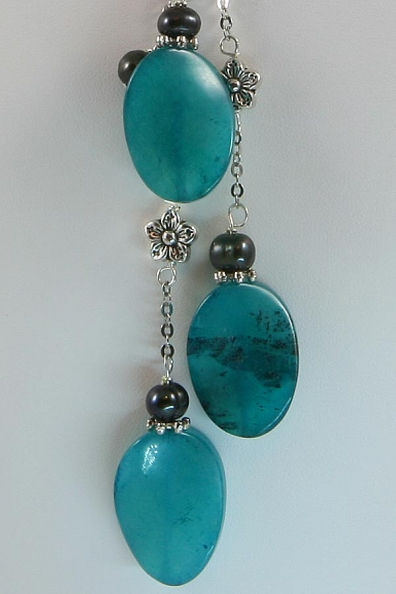 Thumbnail: "Gabrielle" Black Pearl & Blue Jasper Necklace