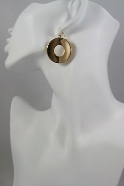 Thumbnail: "Ciara" Gold Tinted Hook Round Earrings