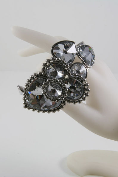 Thumbnail: "Ava" Deco Geometric Stone & Facet Glass Bracelet
