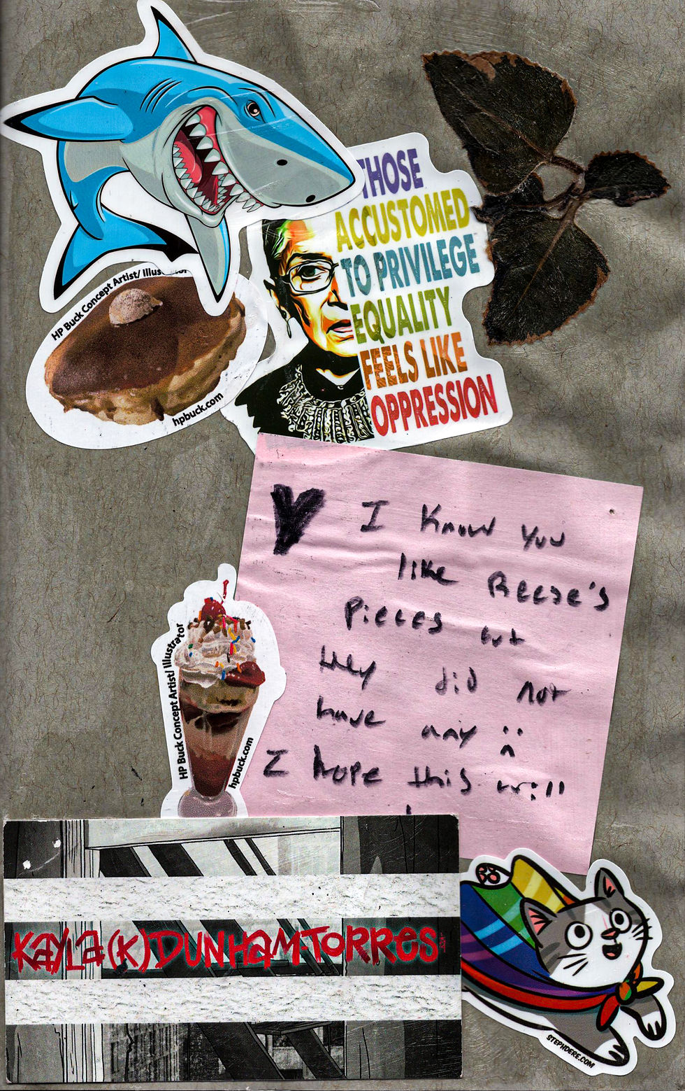 Shark, Leaf, Sticky Note