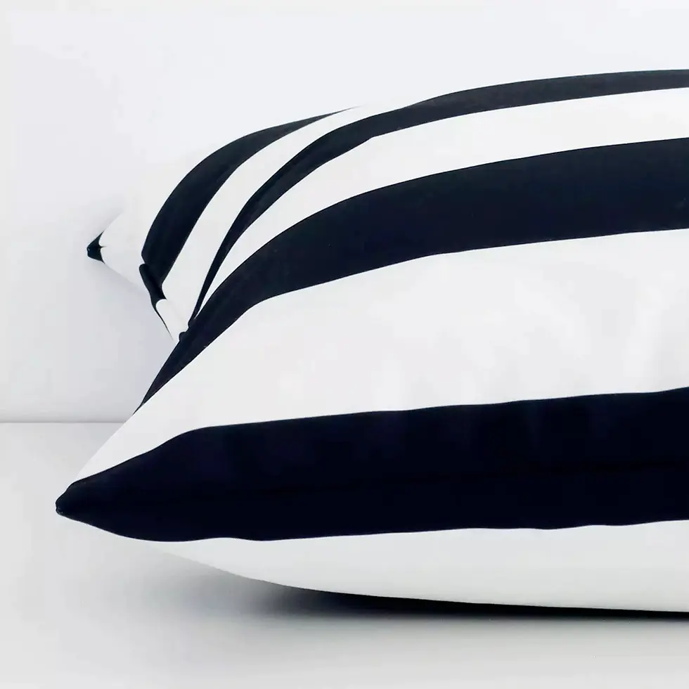 Thumbnail: Black & White Striped Outdoor Cushion - 50cm x 50cm