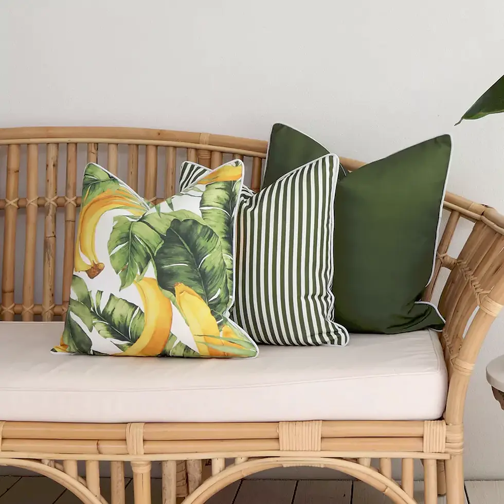 Thumbnail: Green Outdoor Cushion With White Piping - 50cm x 50cm