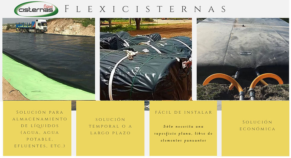 Cisterna Flexible, FlexiCisterna, para el almacenamiento de agua, agua potable, agua de lluvia, para líquidos, lixiviados, purines, abonos líquidos, etc.