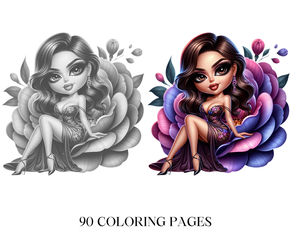 Miniatura: Chibi Girl on Flower Coloring Pages