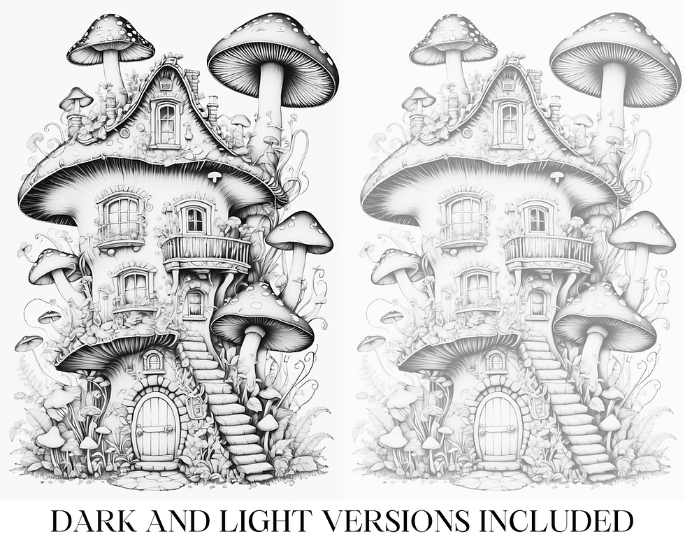 Miniature : Enchanted Mushroom House Coloring Pages