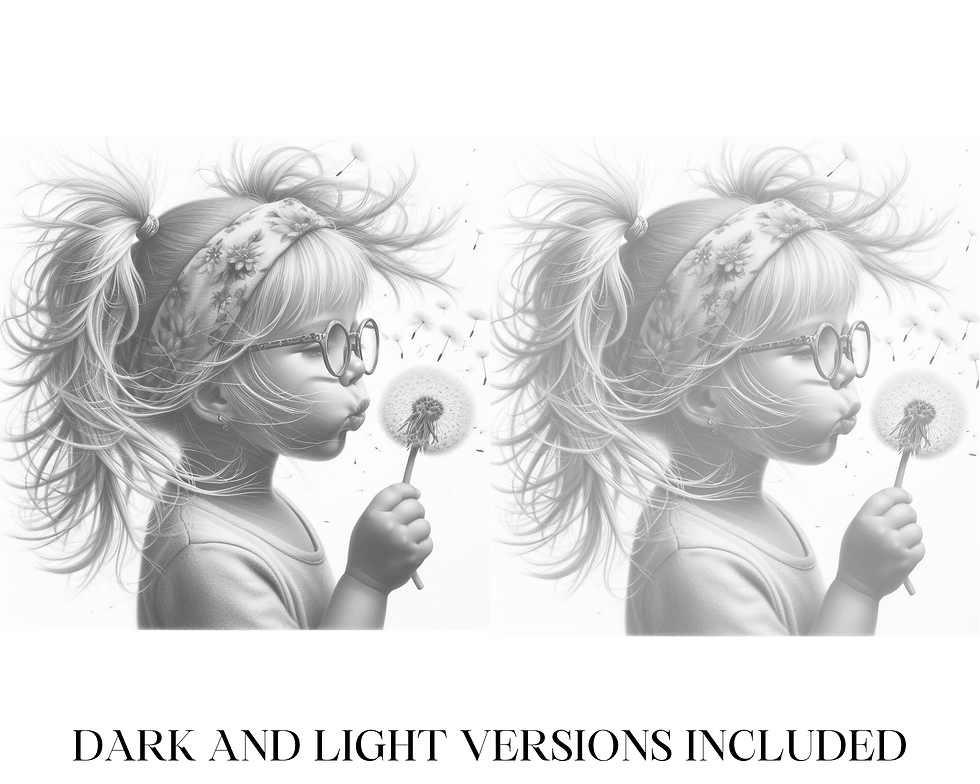 Miniaturbild: Little Girl Blowing Dandelion Coloring Pages