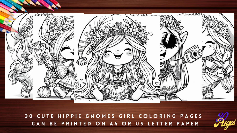 Miniatura: Cute Hippie Gnome Coloring Pages