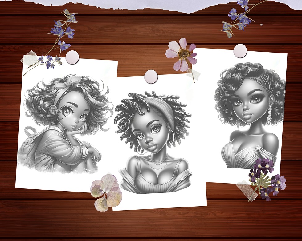 Miniature : Black Girl Caricature Coloring