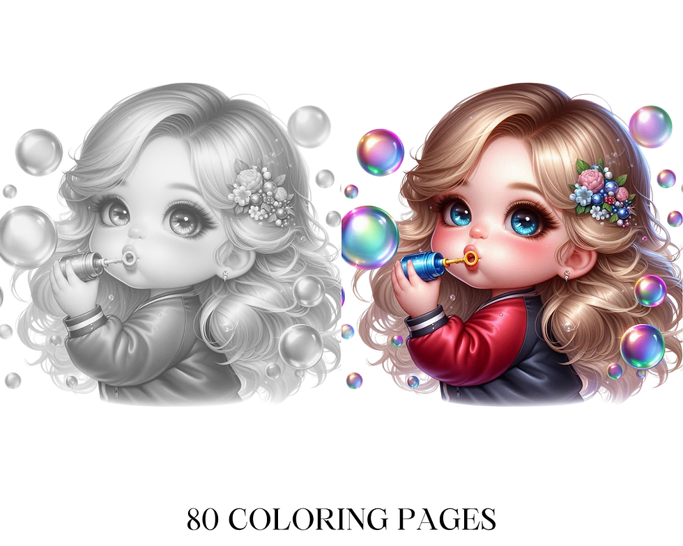 Miniatura: Chibi Baby Bubble Coloring Pages