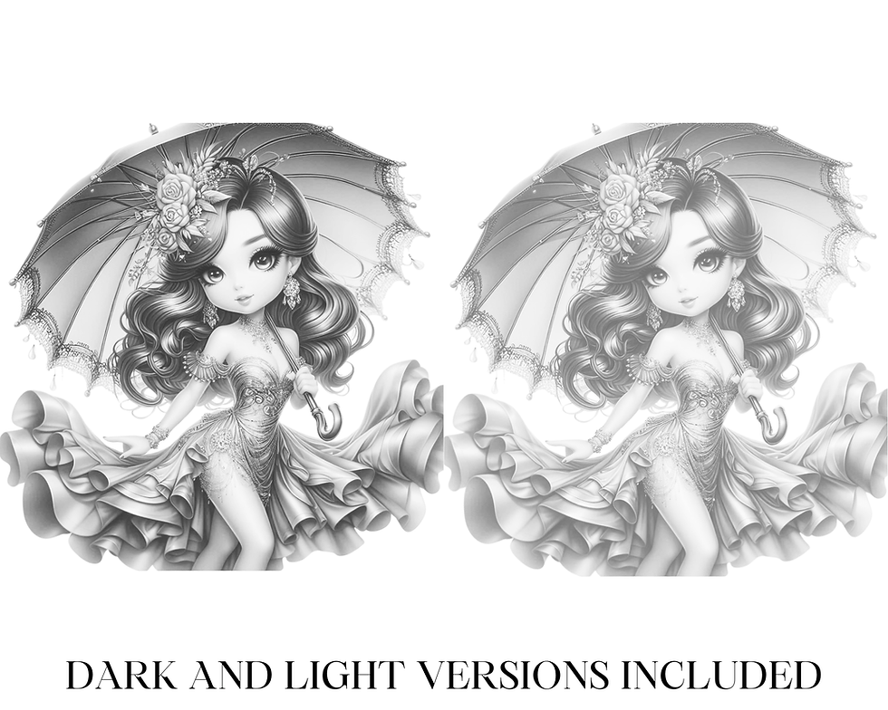 Thumbnail: Chibi Girl and Umbrella Coloring Pages