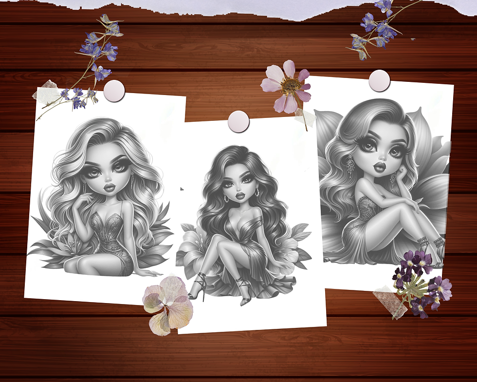 Miniature : Chibi Girl on Flower Coloring Pages