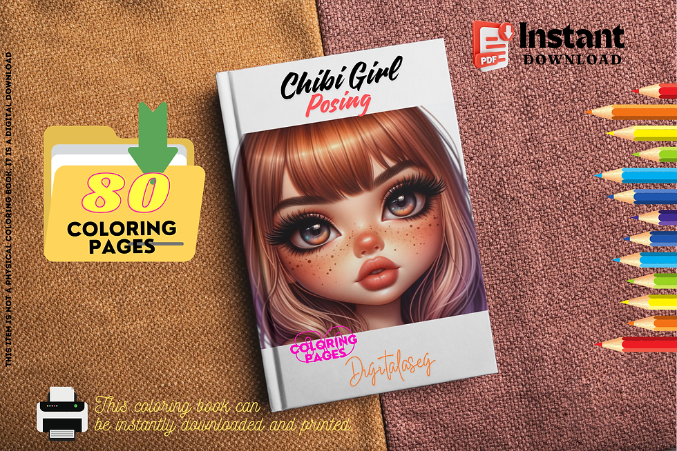 Miniature : Chibi Girl Posing Coloring Pages