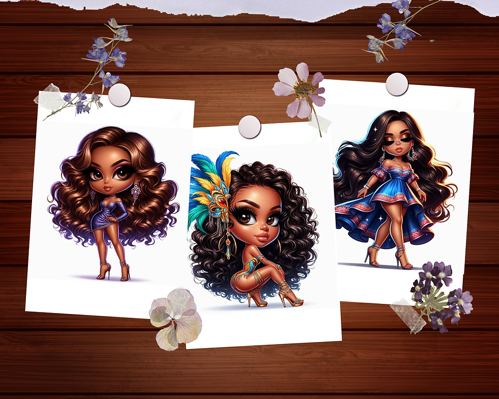 Miniature : Chibi Latin Girls Coloring Pages
