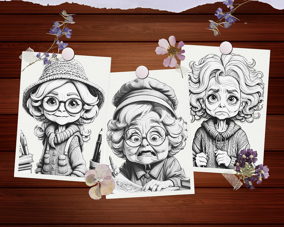 Küçük resim: Cute Crazy Grandma Coloring Pages