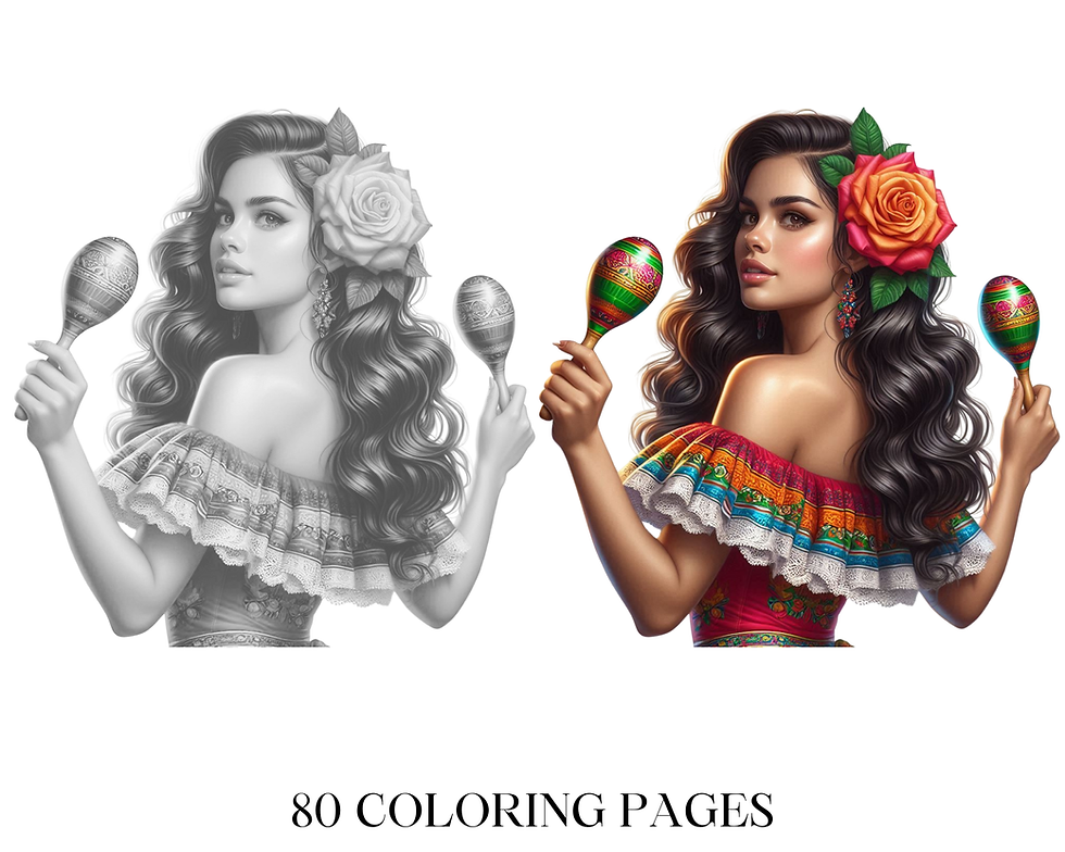Miniatura: Mexican Girls Coloring Pages