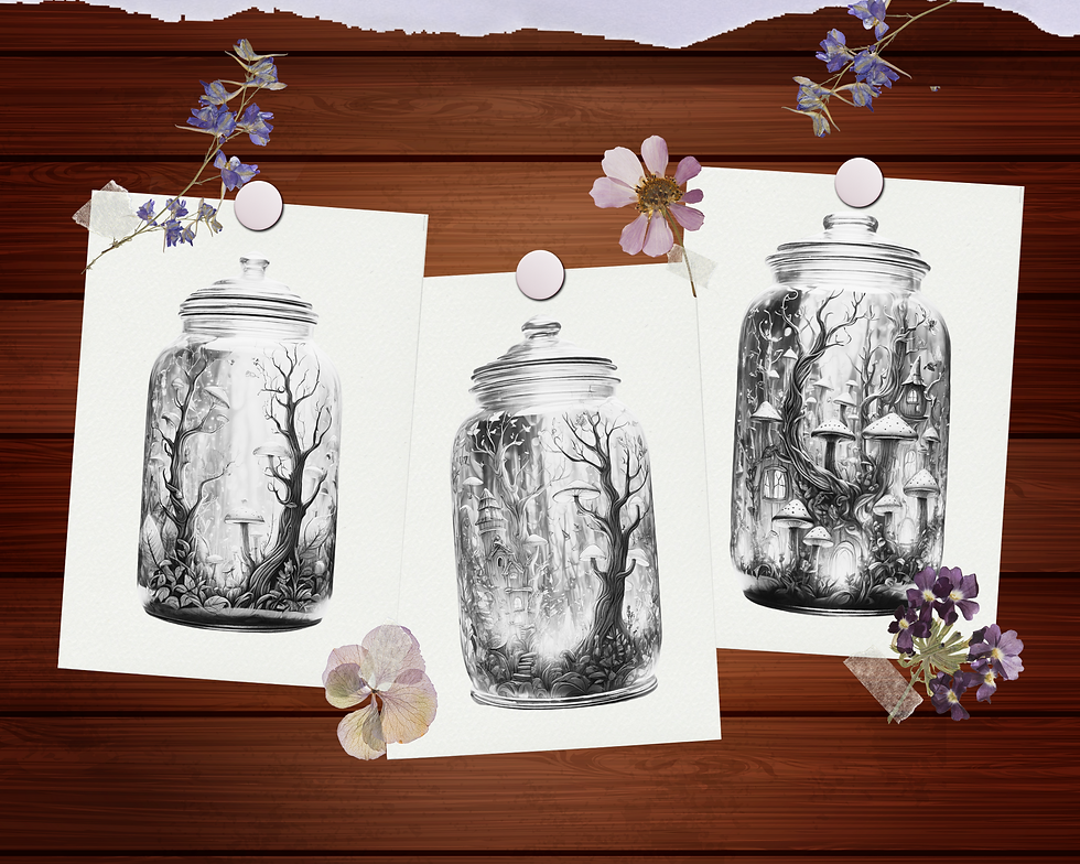 Miniaturbild: Enchanted Forest Jars Coloring Pages