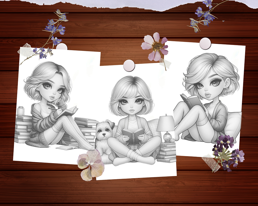Küçük resim: Chibi Girl Cozy Reading Coloring Pages