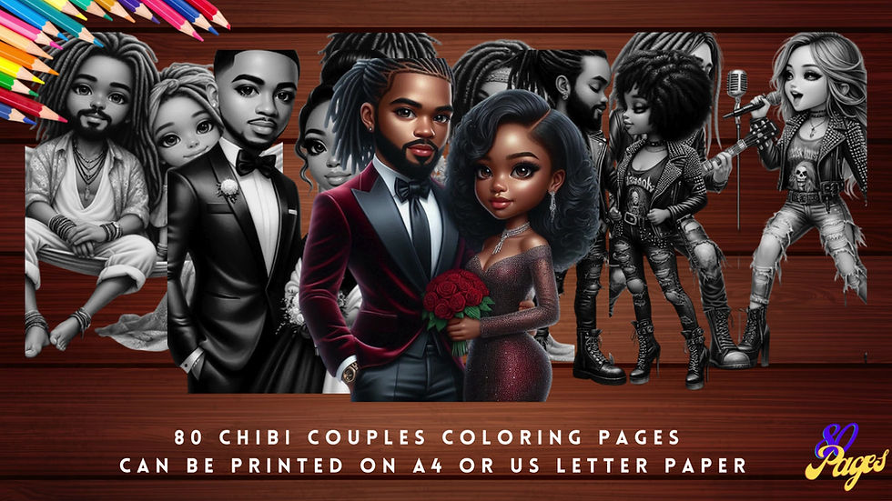 Miniaturbild: Chibi Couples Coloring Pages
