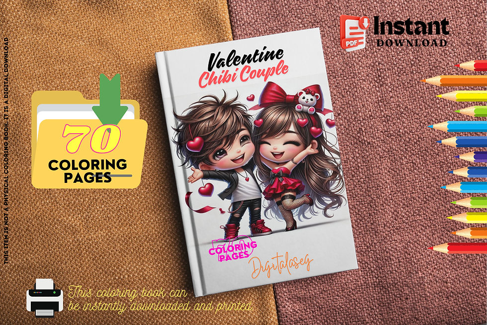 Miniaturbild: Valentine Chibi Couple Coloring Page