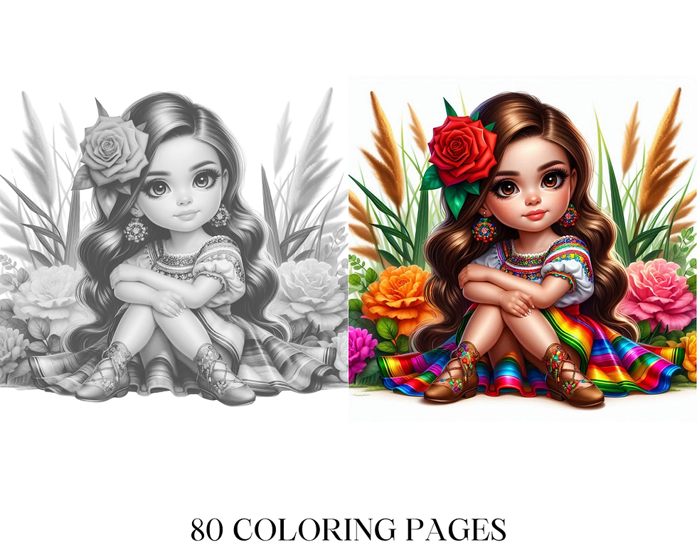 Miniatura: Mexican Chibi Little Girls Coloring Pages