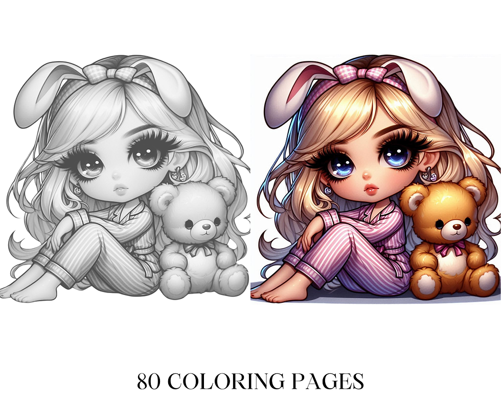 Miniature : Chibi Series Little Girl Pajamas Coloring Pages