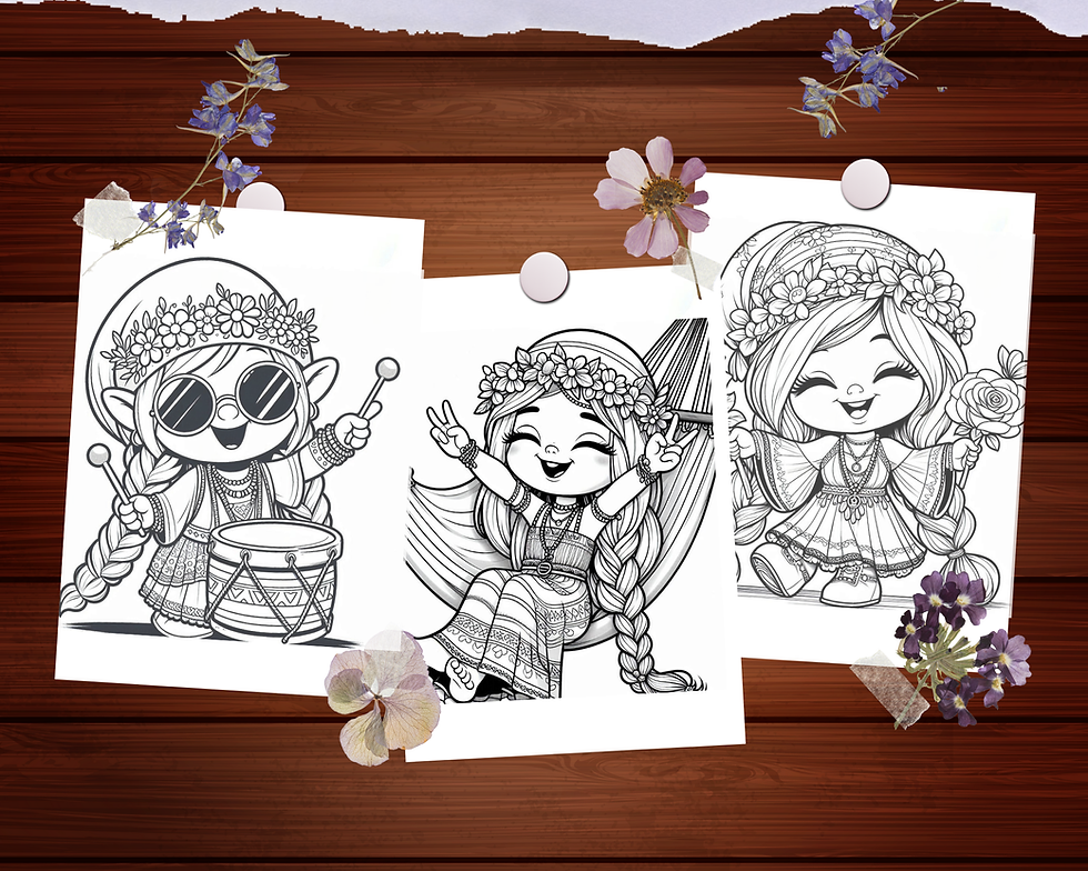 Miniaturbild: Cute Hippie Gnome Coloring Pages