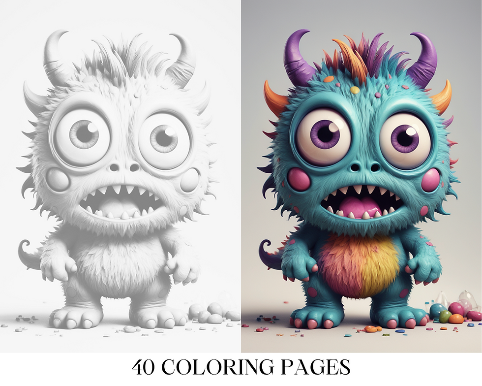 Miniaturbild: Cute Tiny Monster Coloring Pages