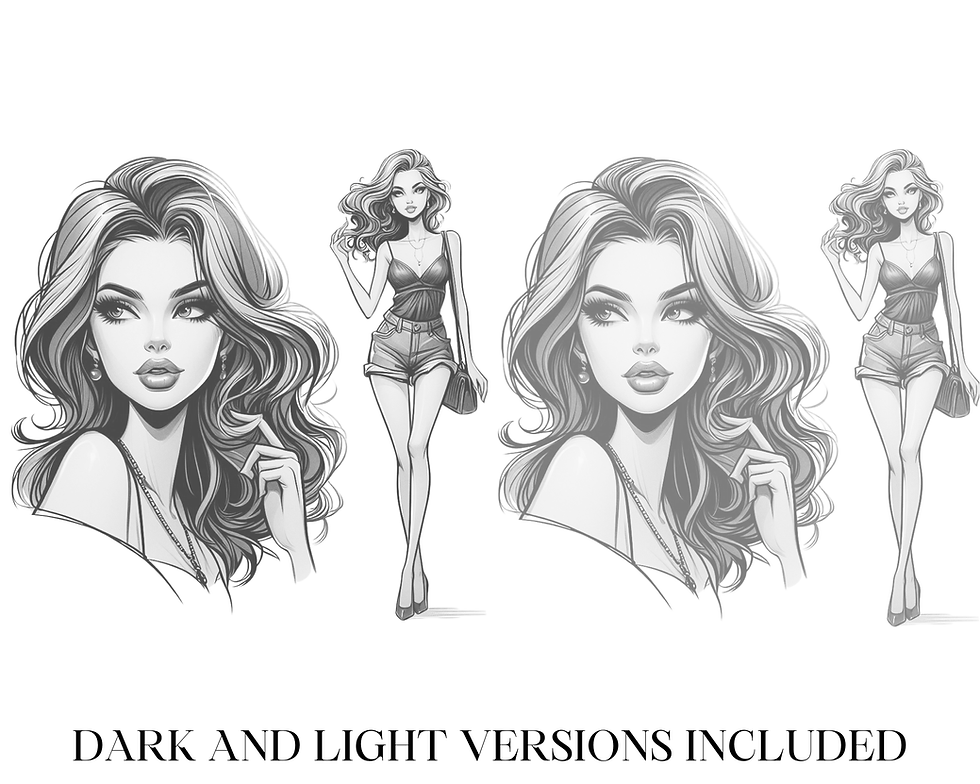 Thumbnail: Model Girl Caricature Coloring Page