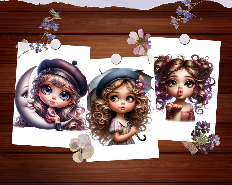 Miniature : Charming Whimsical Girl Vol 1 Coloring Page