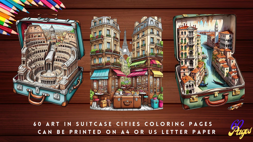 Miniaturbild: Art in Suitcase - Cities Coloring Pages
