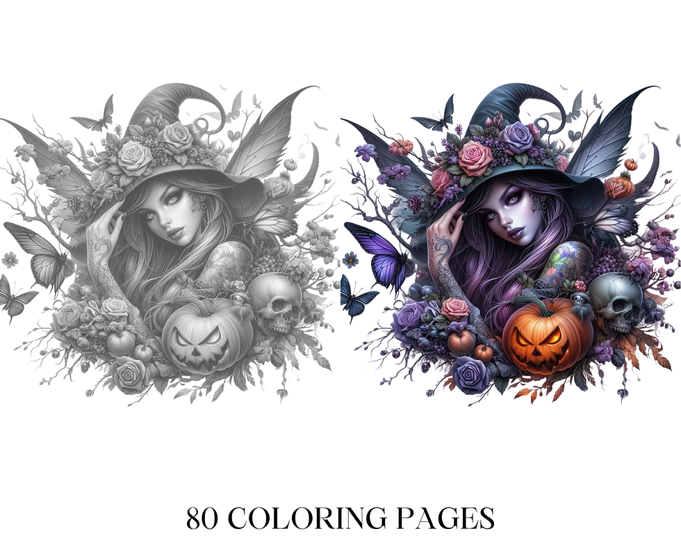 Küçük resim: Fairy Gothic Halloween Coloring Pages