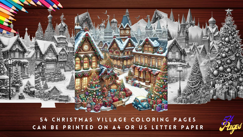 Thumbnail: Christmas Village Coloring Pages