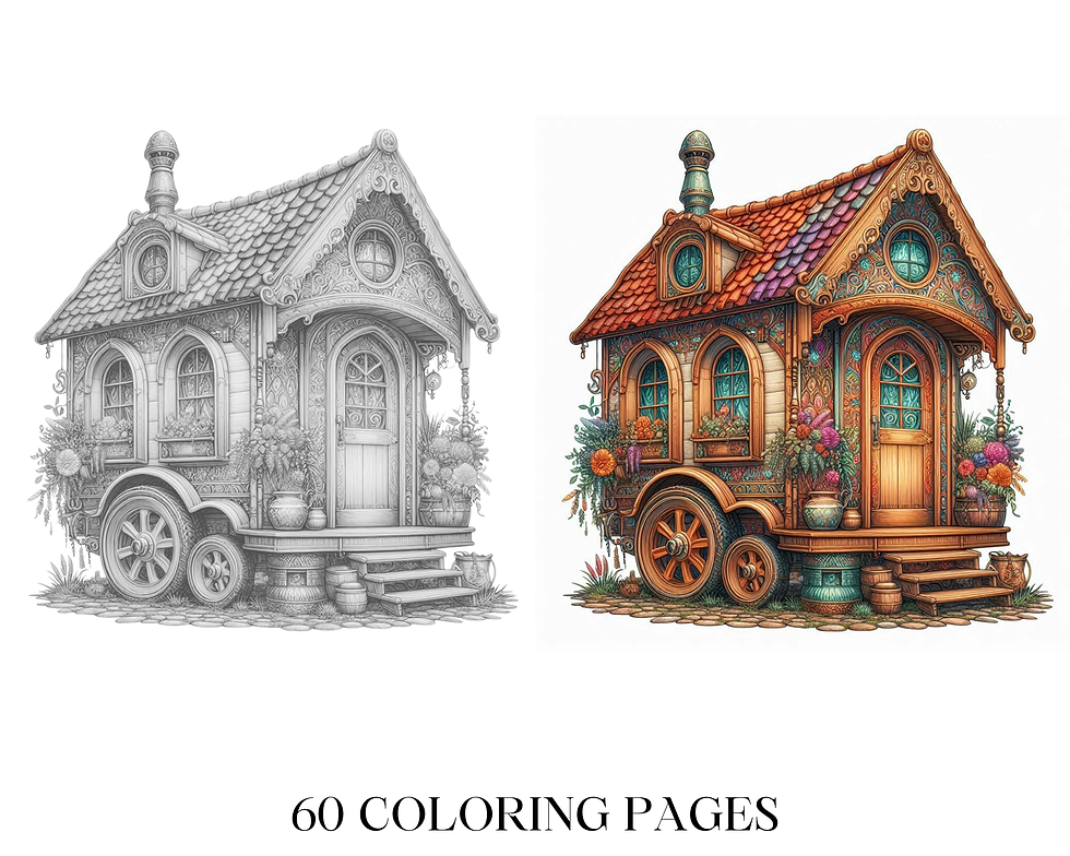 Miniaturbild: Fairytale Mobile Tiny House Coloring Pages