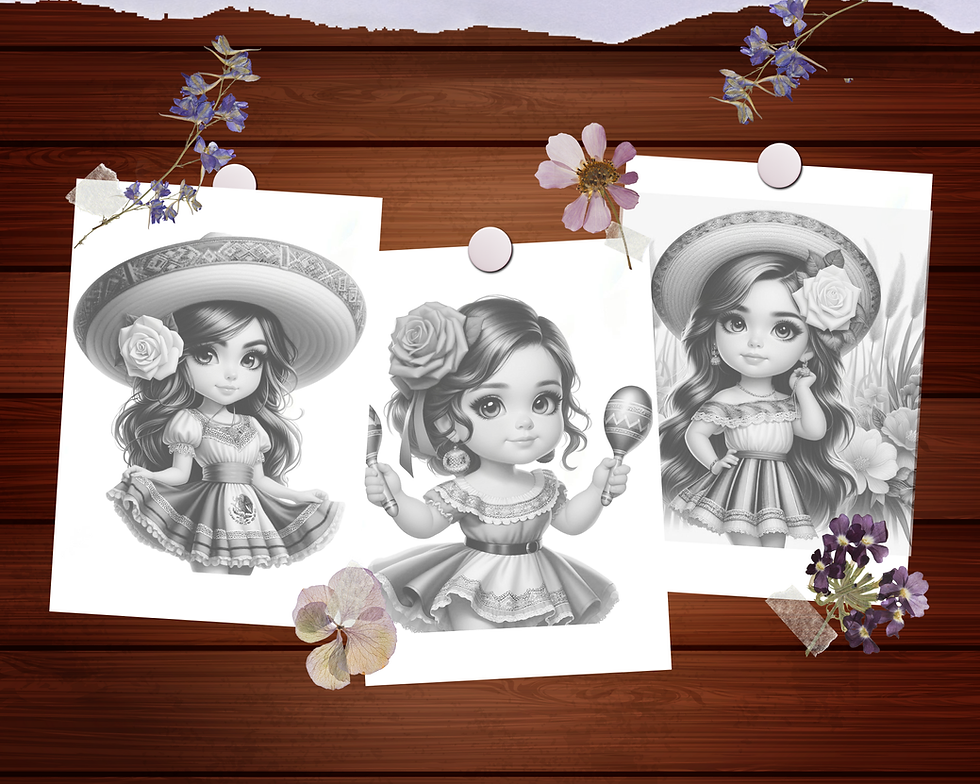 Miniatura: Mexican Chibi Little Girls Coloring Pages
