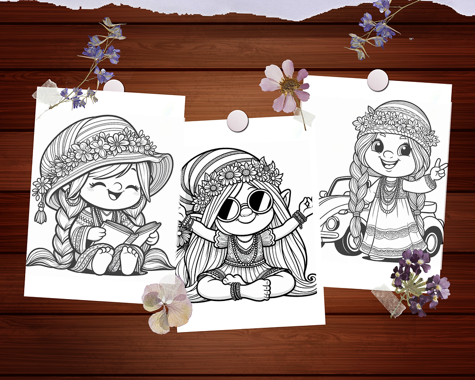 Miniaturbild: Cute Hippie Gnome Coloring Pages