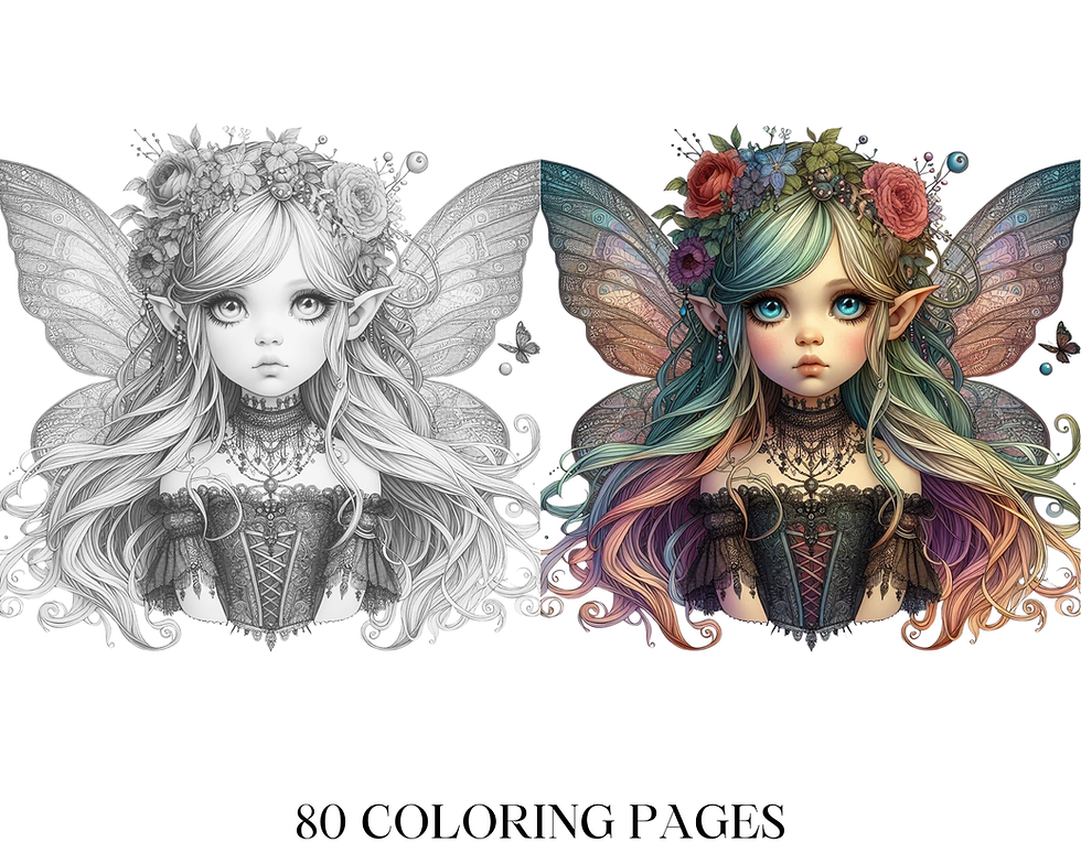 Küçük resim: Tiny Gothic Fairy Coloring Pages