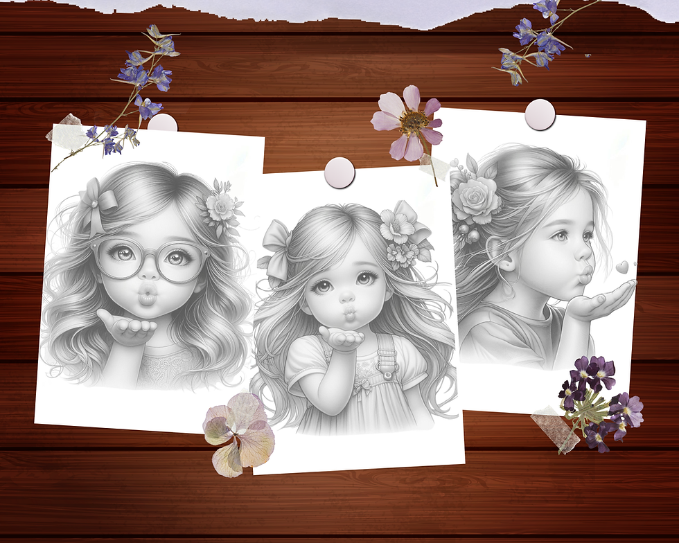 Miniaturbild: Little Girl Blowing Kisses Coloring Pages