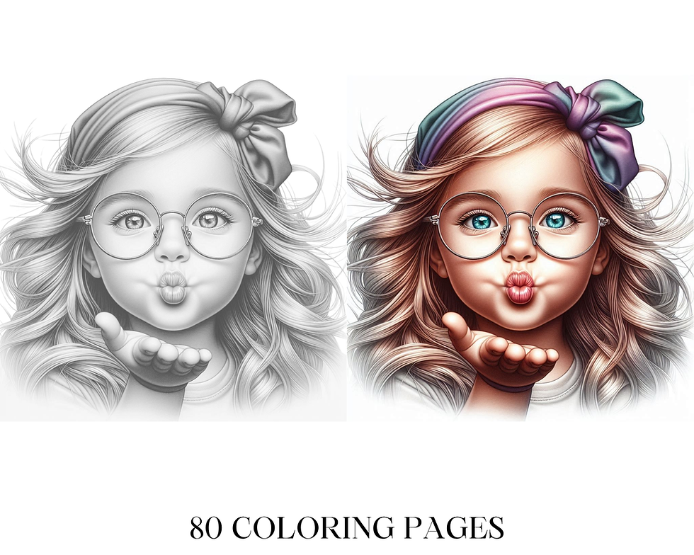 Miniaturbild: Little Girl Blowing Kisses Coloring Pages