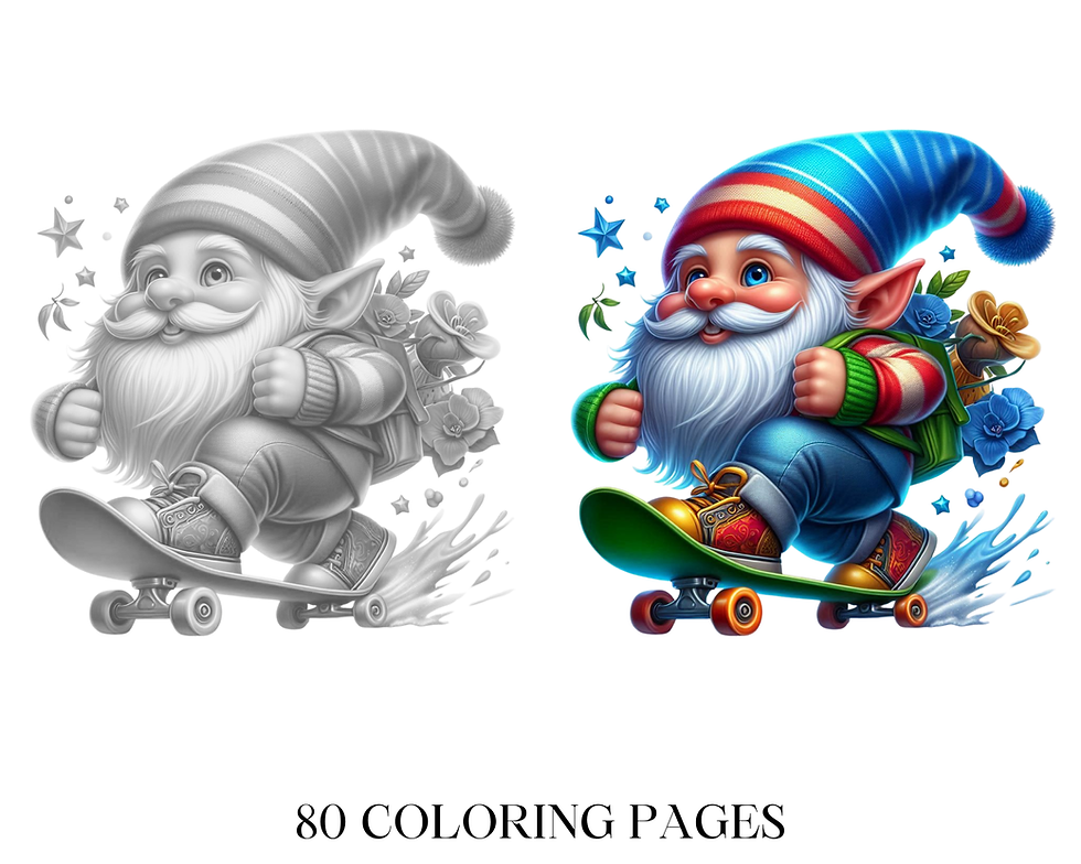 Miniaturbild: Gnomes Roller Skating Coloring Pages