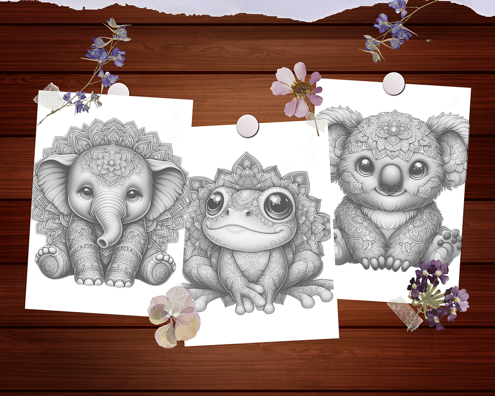 Miniatura: Animals Mandala Chibi Style Coloring Pages